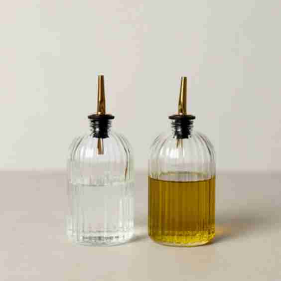Scallop Olive Oil Vinegar Glass Bottles