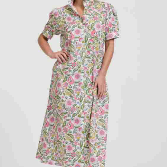 Anais Frill Collar Longline ShirtDress 