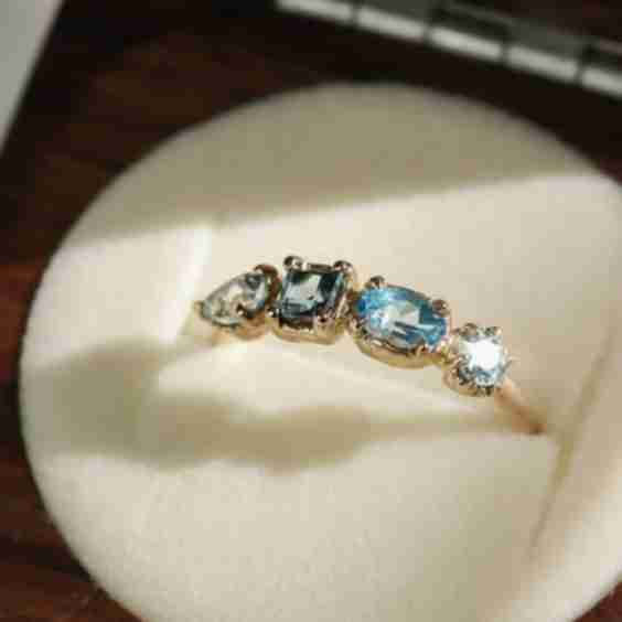 Oceanic Gemstone Ring in Solid 14k Gold
