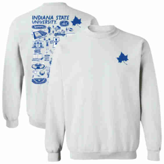 Indiana State Sycamores Hand Sketched Artwork Crewneck Sweatshirt