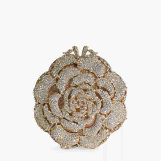 Bling Diamante-Flower Metal Clutch