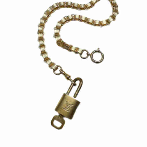 Vintage 1990s LV Padlock + Key with Bookchain Necklace