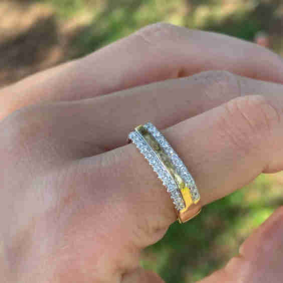 14K Gold Squared Diamond Ring