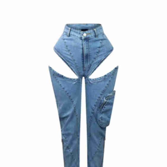 Boss Babe Denim Tube Top & Cut Out Pants Set