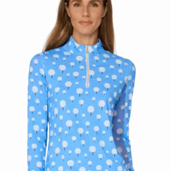 Quarter Zip Sun Protection Mock Neck Top