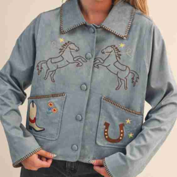 Cowgirl Embroidered Suede Jacket