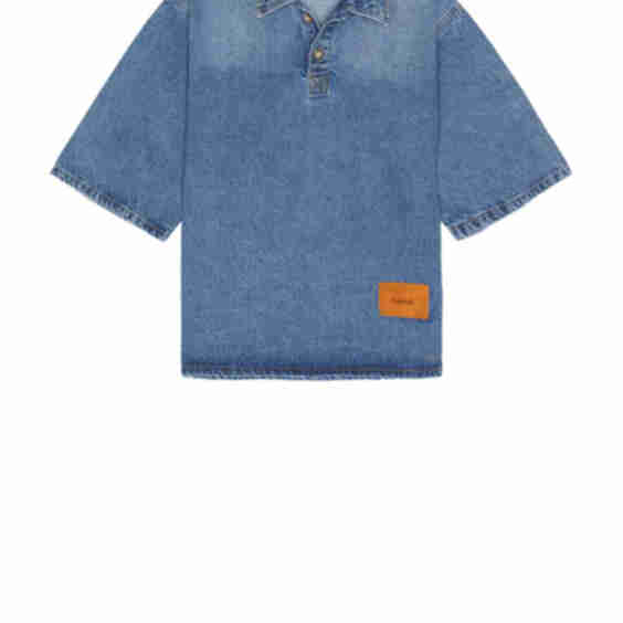 Denim Polo Top