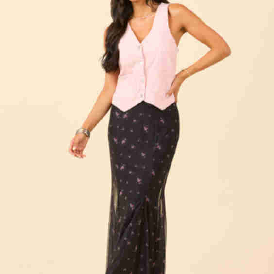 Anna Marie Floral Knit Maxi Skirt