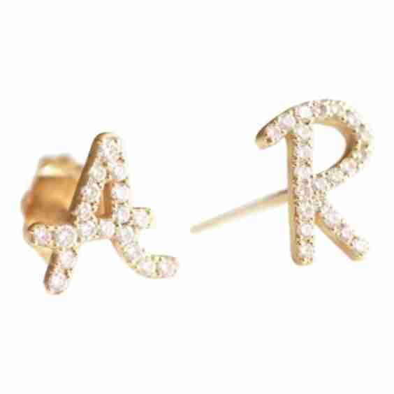 Tiny Treasure Pave Initial Studs