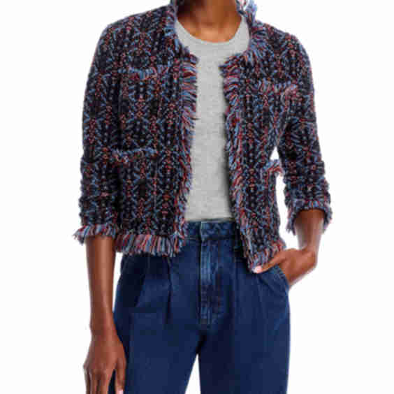 Thun Fringed Knit Bomber Jacket