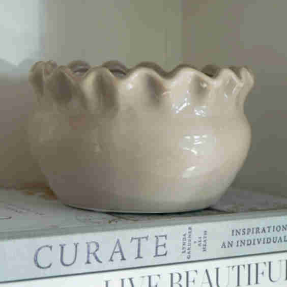 Frilly Ceramic Glazed Planter