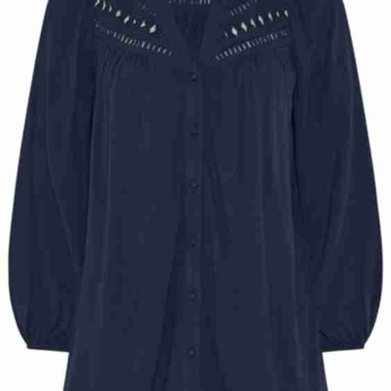 Curve Long Sleeve Macrame Blouse
