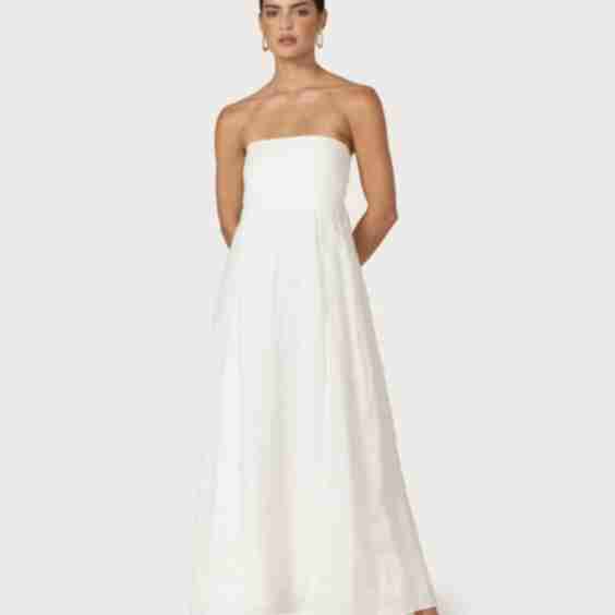 Talia Pintuck Linen Maxi Dress 