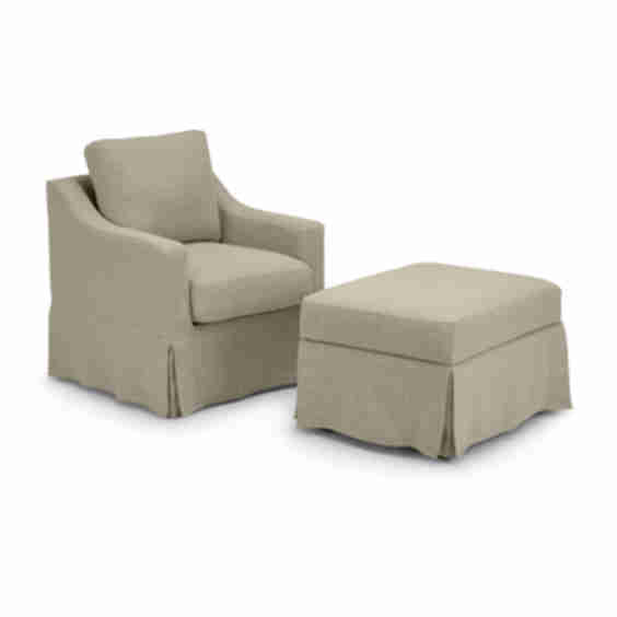 Harper Swivel Accent Chair and Storage Ottoman with Slipcovers
