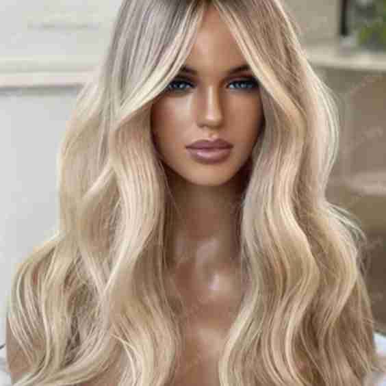 Betti-True Hold Glueless Highlight Ombre Blonde Human Hair Lace Frontal Wig Natural Wave