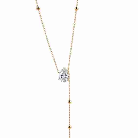 The Hope Slanted Pear Lariat Necklace