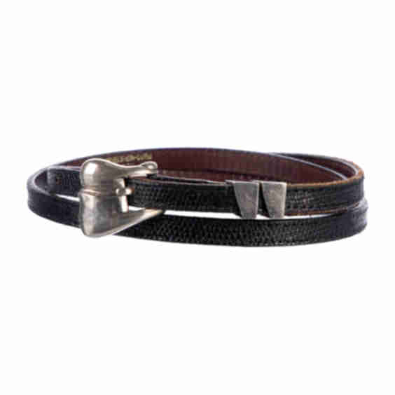 Skinny Embossed Leather Belt