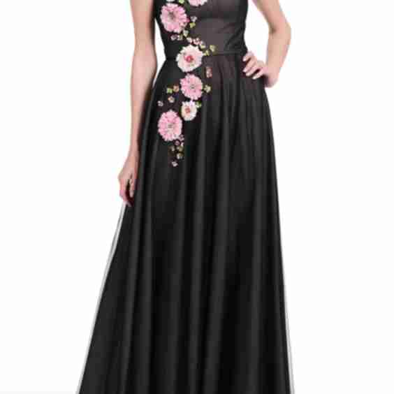 3D Floral Strapless Tulle Gown