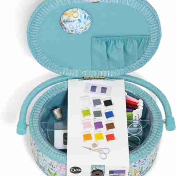 Oval Sewing Basket and Accessories