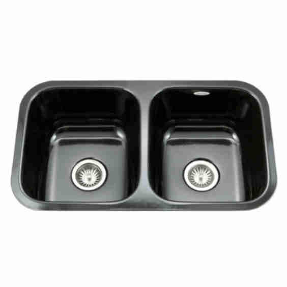 13 1/2"x15 1/8"x9" Porcelain Enamel Double Bowl Sink Undermount