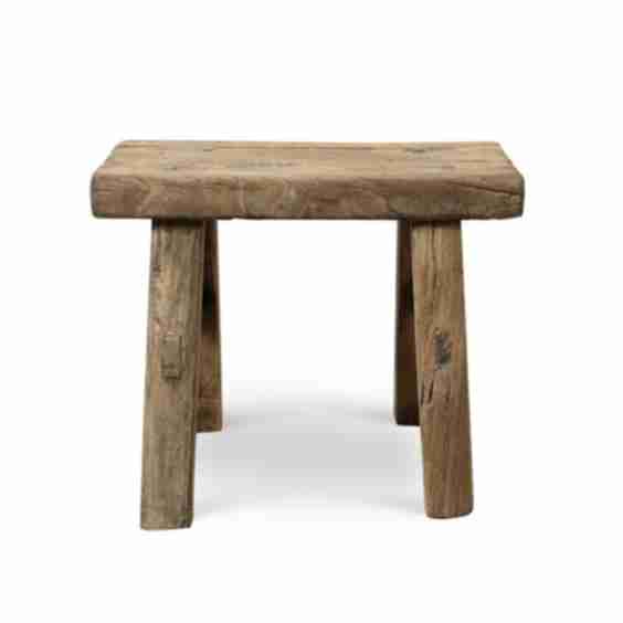 11 In. W Rustic Vintage Mini Stool, Wooden Accent with Weathered Natural Finish - 11" W X 5" L X 9" H