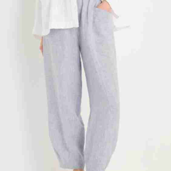 Ticking Stripe Linen Bubble Trousers