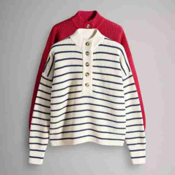 2 Pack Button Neck Chunky Ribbed Jumper