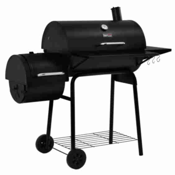 Charcoal Grill with Offset Smoker and Side Table