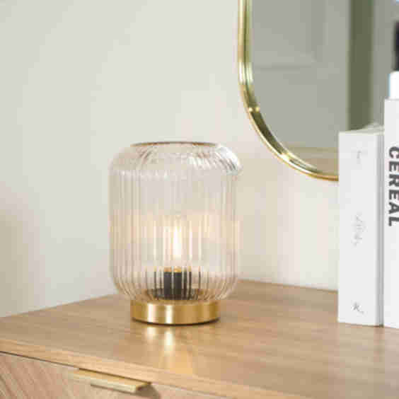 Glass Battery Operated Table Lamp