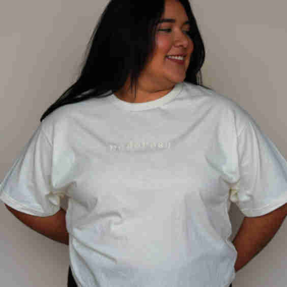 'Poderosa' Embroidered Ivory Boxy Crop Top