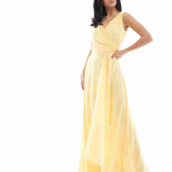 The Guest - Long Wrap Chiffon Dress with Wrap Skirt 