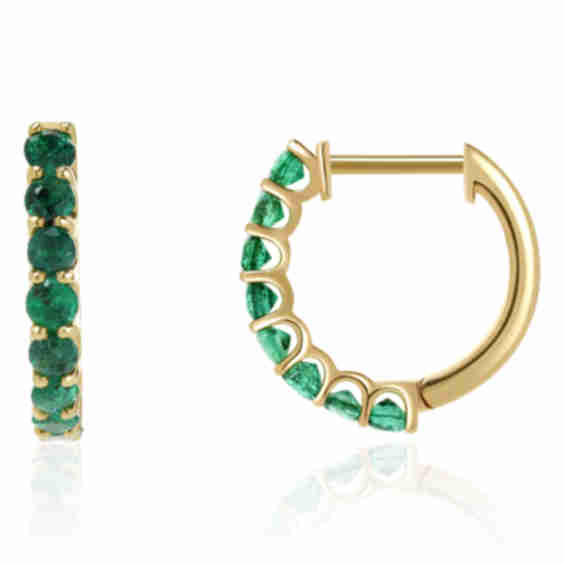 Emerald Huggie Hoop Earrings