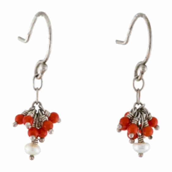 Pearl & Coral Dangle Earrings