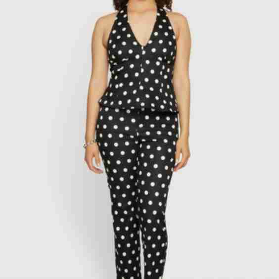 Polka Dot Cropped Dress Pants