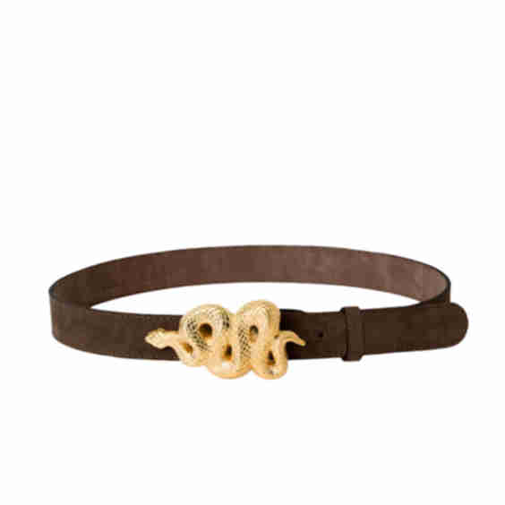 Suede Belt With Snake Buckle