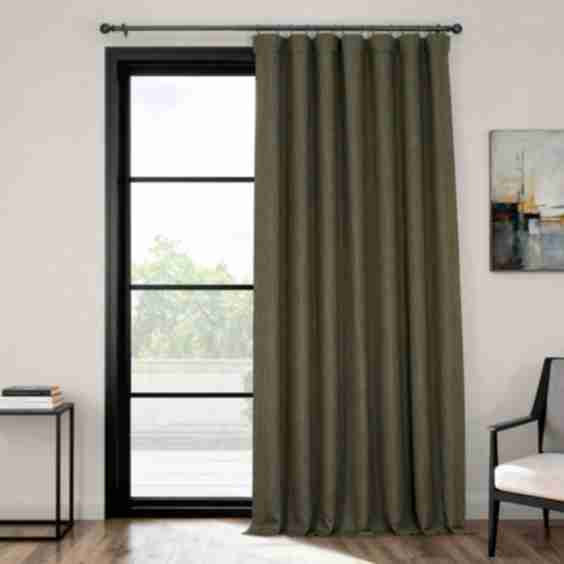 Extra Wide Textured Faux Linen Room Darkening Curtain