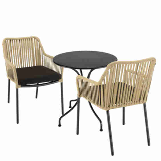 MALO - 2-Seater Garden Set - Round table and 2 armchairs