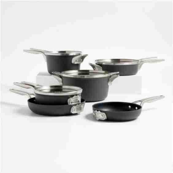 Premier Space-Saving Hard-Anodized Nonstick Cookware, 10-Piece Pots and Pans Set