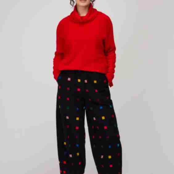 Multi Colour Check Cord Print Bubble Trouser