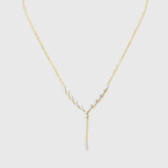 Curvy Spark Drop Diamond Necklace