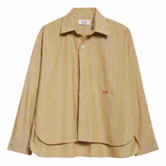 Circle Detail Stripe Organic Cotton Button Up Shirt