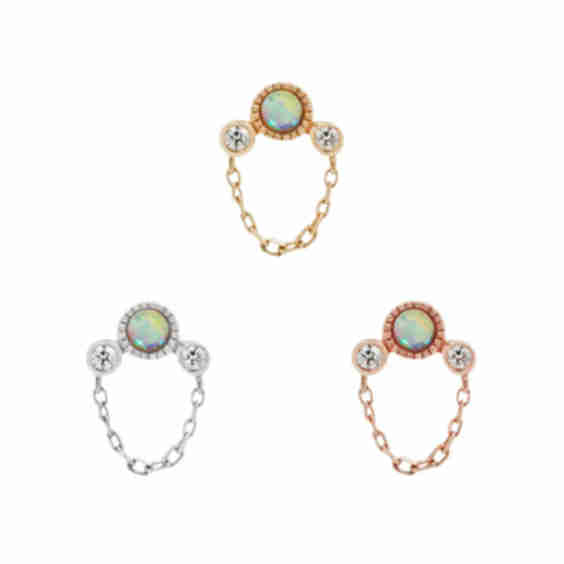 Halston Threadless End with Opal Body Jewelry