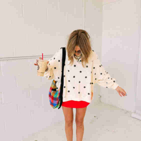 Oversized Panda Polka Dot Top