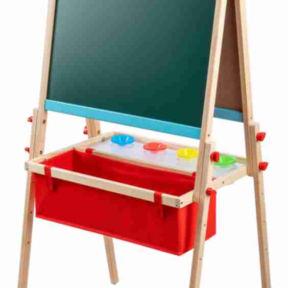Wooden Kids Art Easel with Magnetic Chalk & Dry-Erase Boards