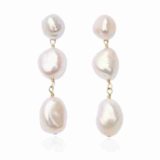 Laila Three Pearl Drop Filled Earrings