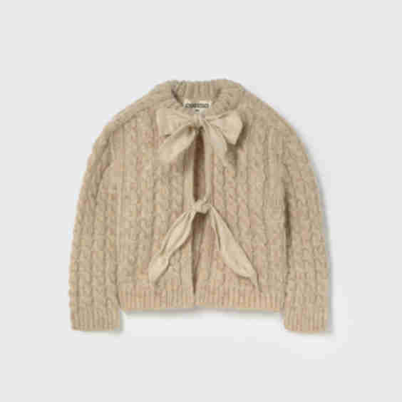 Tweed Tricot Bows Baby Cardigan