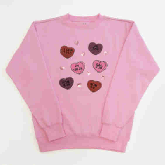 Verse Hearts Embellished Crewneck Sweatshirt