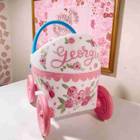 Custom Hand Painted Baby Doll Carriage