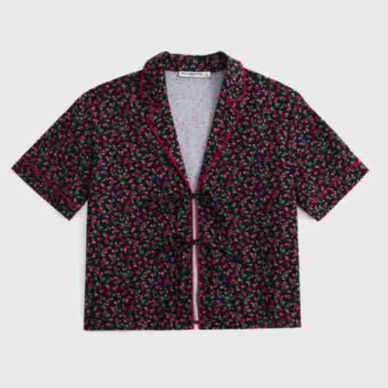 Short-Sleeve Tie Front Sleep Shirt