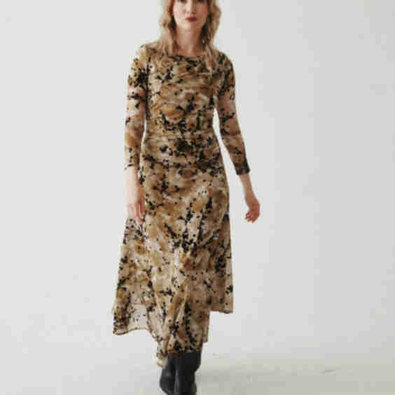 Burnout Mesh Asymmetrical Dress